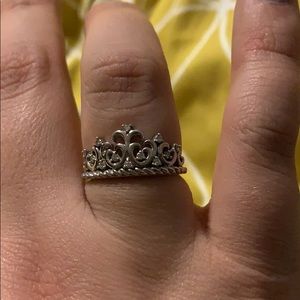 Diamond silver princess ring